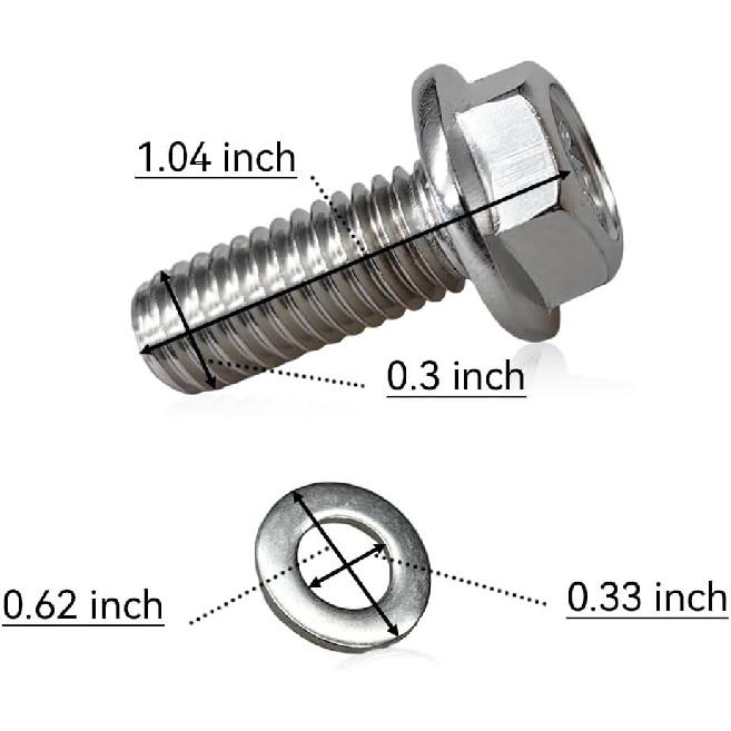 Car Skid Plate Bolt 304 Stainless Steel 12mm Hex Head Automotive Flat Washer Compatible with Toyota 4Runner Tacoma Tundra FJ Cruiser Sequoia Land