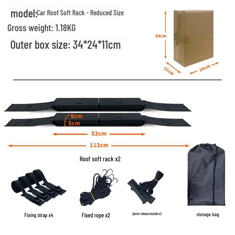 Universal Soft Roof Rack for Luggage, Kayaks, Surfboards, Boats, and Skis