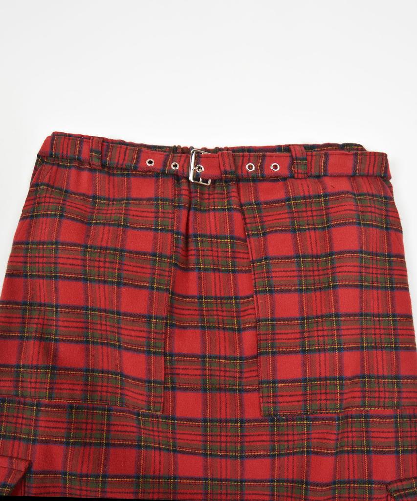 Catharsis Check Belted Elastic Long Skirt Red One Size