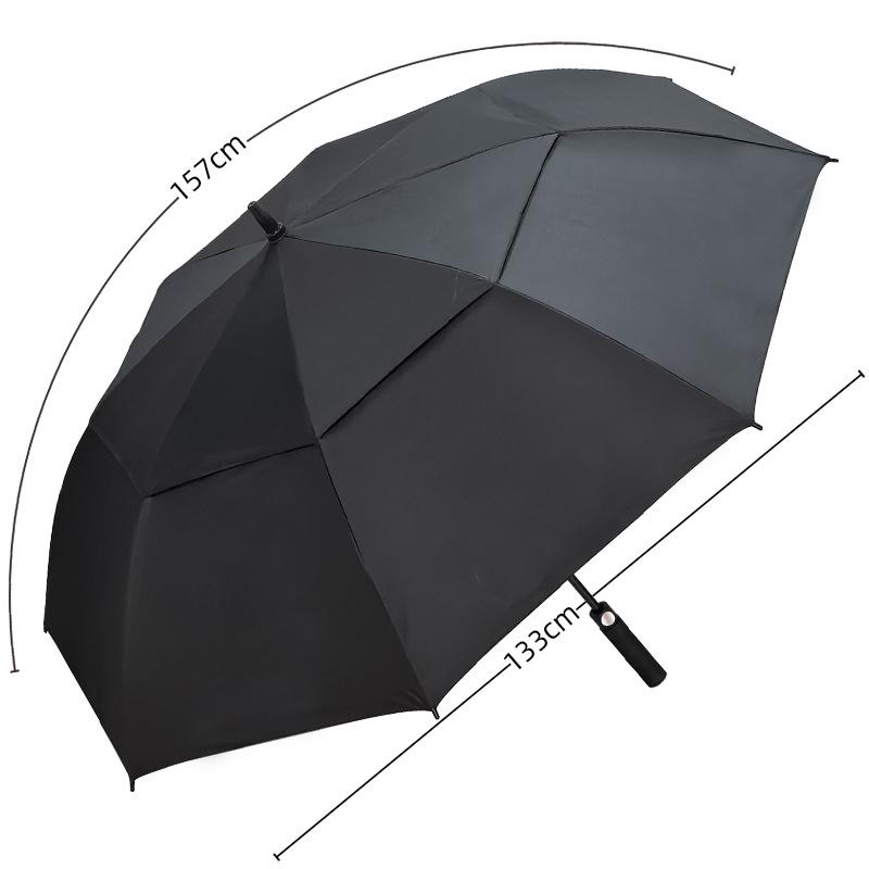 Men's Double Layer Windproof Golf Umbrella with Custom Logo and Long Handle