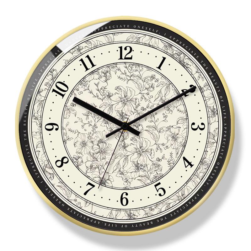 French Wall Clock Modern Design Nordic Silent Quartz Clock Light Luxury Living Room Home Decorative Clock Living Room Decor (as the picture,8inch 20cm)