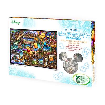 Tenyo In 1000 Piece Pure White Jigsaw Puzzle Disney Winnie the Pooh Story Stained Glass Service Card Included [Made Japan] (51x73.5cm) DP-1000-037
