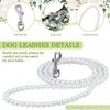 120cm/4ft Dog Cat Pearl Leash Silver Snap Hook Dog Leash Beaded Pet Dog Leash  Small Medium Dogs