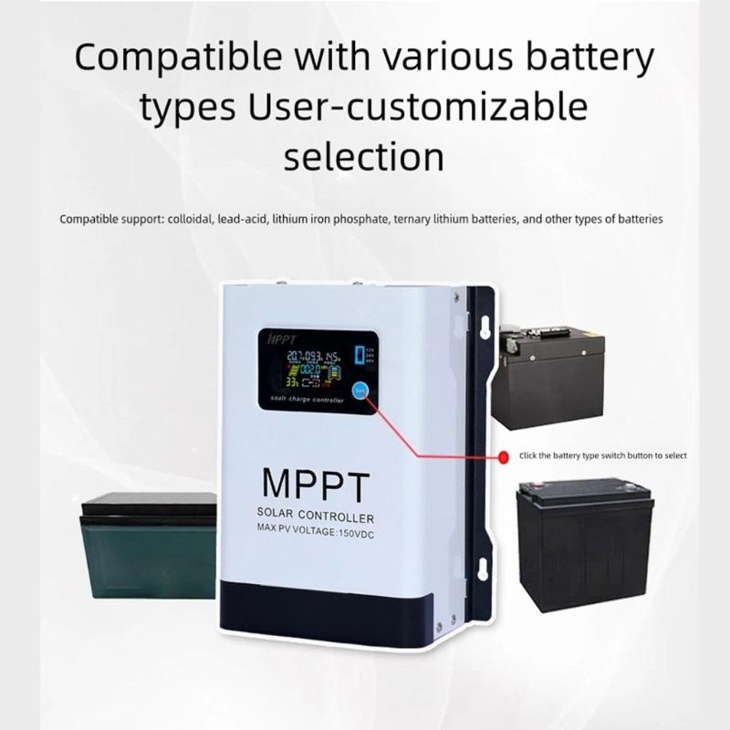MPPT Solar Panel Charge Regulator 30A/60A Auto Solar Charge Battery Regulator for Electronic Device Easy to Use