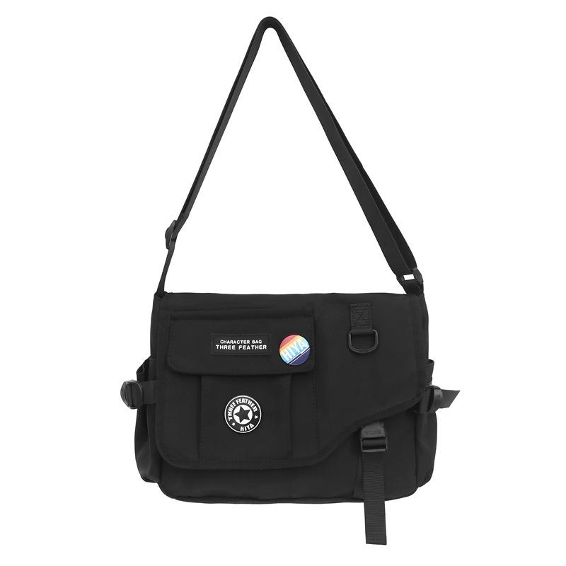 Dámská jednobarevná crossbody taška Pánská taška Messenger s velkou kapacitou Studentská taška přes rameno