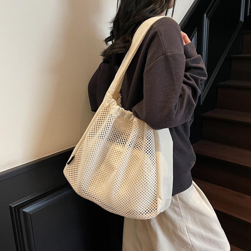 Hollow nylon bag women's  summer new vacation lightweight tote bag large capacity shoulder mother and child bag