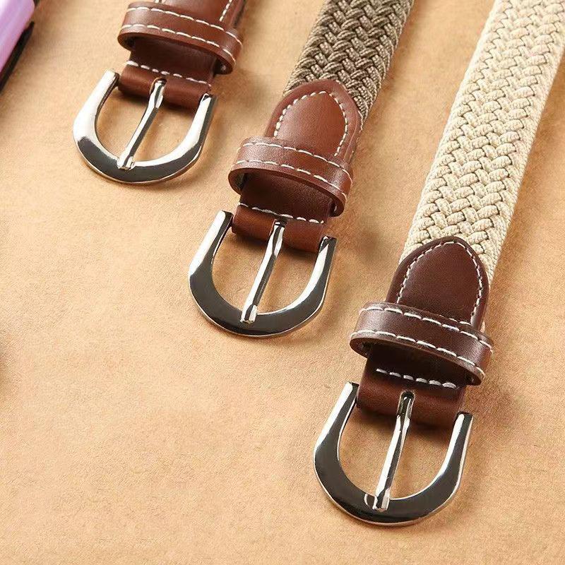 No Hole Punch Men's & Women's Braided Belt Elasticated Stretch Canvas Belt Korean Version Versatile Student Belt