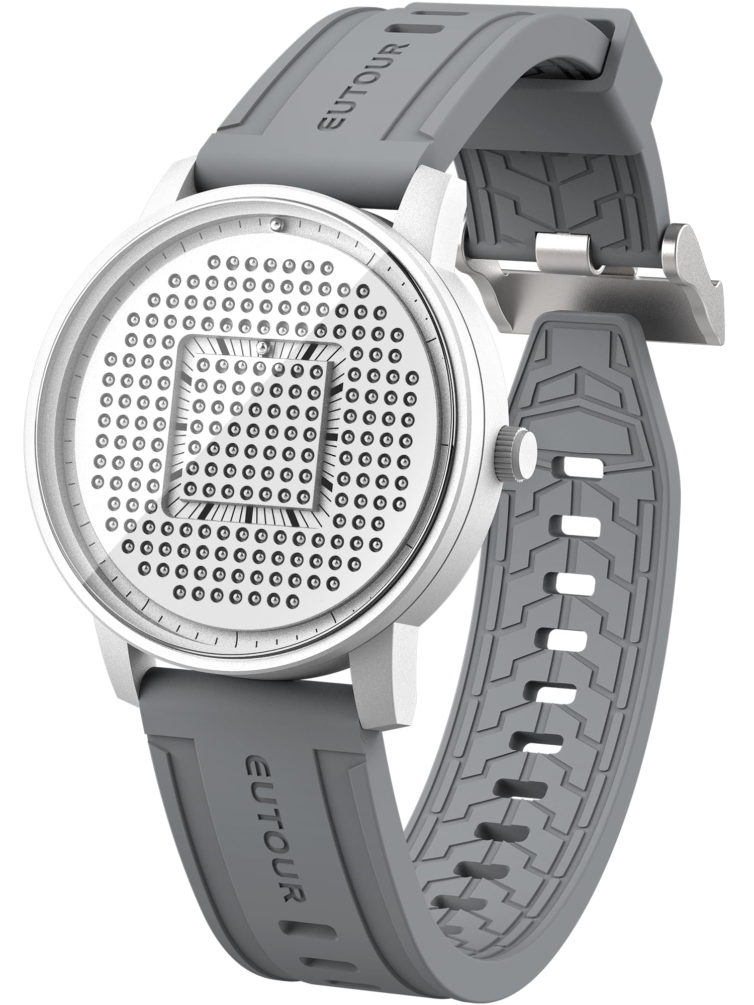

EUTOUR Магнитные повседневные кварцевые часы с магнитным шариком 40 мм резиновые серебристые мужские часы, креативные, стильные, простые, дизайн, циферблат, ремешок,