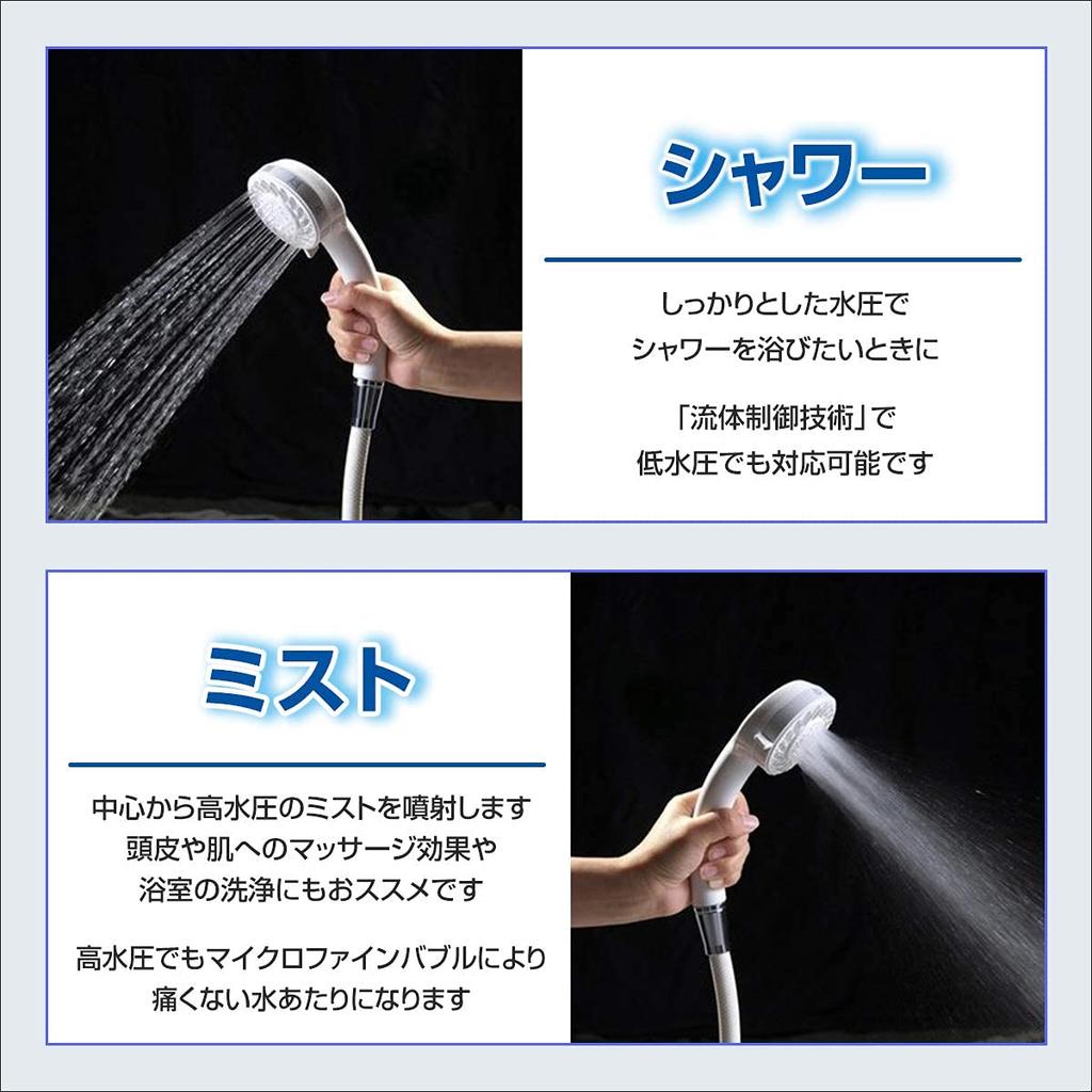 Umschaltbarer Mikro-Feinblasen-Duschkopf ShowerMS Patentiert Hergestellt in Japan Mikroblasen-4-Wege