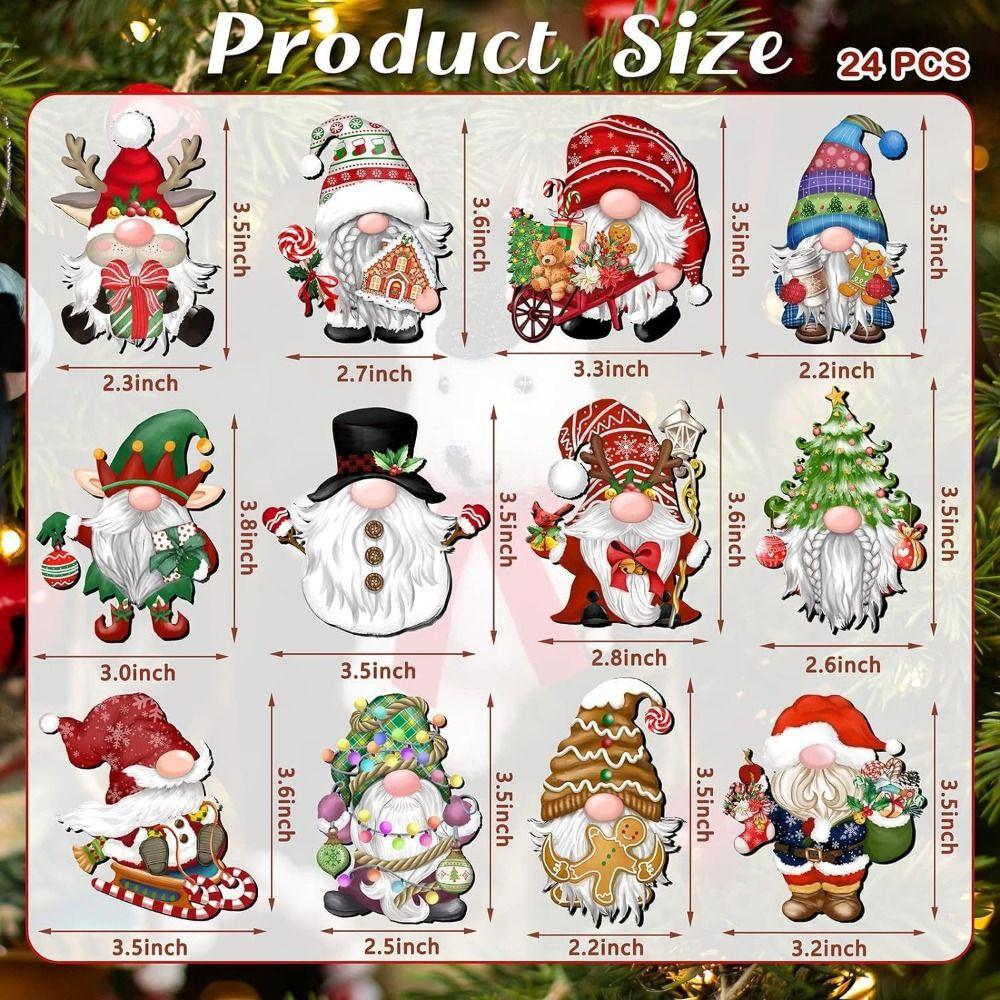 24PCS/Set Wooden Christmas Tree Ornaments DIY Hanging String Craft Xmas Atmosphere Christmas Pendants Party Supplies