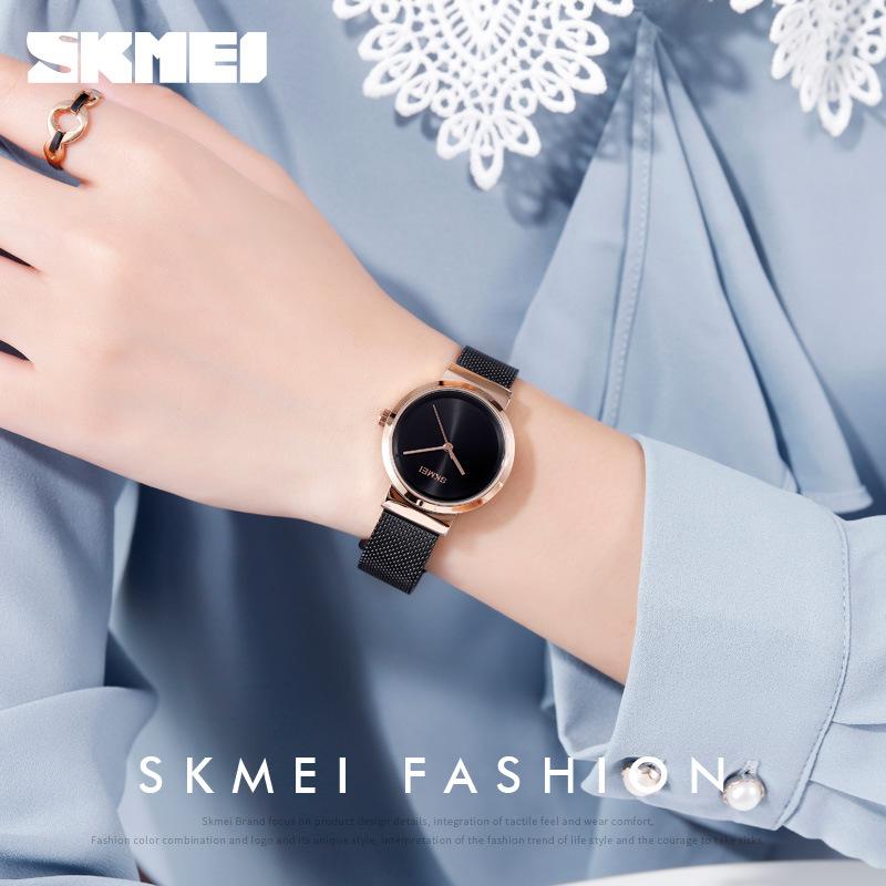 Fashion European and American Elegant Non-scale Steel Mesh Belt Women's Watch Waterproof Student Quartz Watch Women