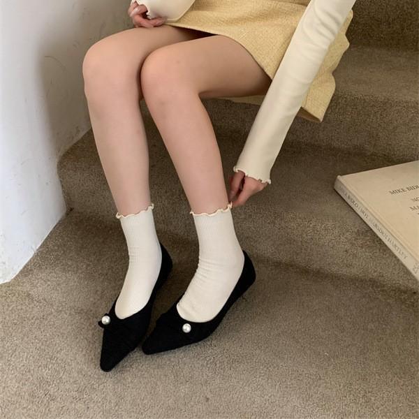 2025 Autumn and Winter New Pointed Thick Heel Fluffy Shoes Women Wear Flat-bottomed Versatile Fairy Wind Warm Shoes