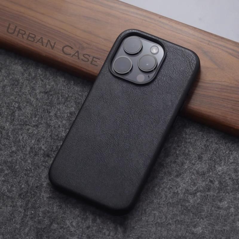 Retro High-end Leather Texture Magnetic Case For iPhone 16Pro Max 15 Pro 14 13 12Pro Max Crazy Horse Texture Luxury Case 16plus