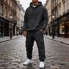 Men's 2 Piece Casual Outfit Set with Sweatshirt and Elastic Waist Cargo Jogger Pants for Outdoor Sports