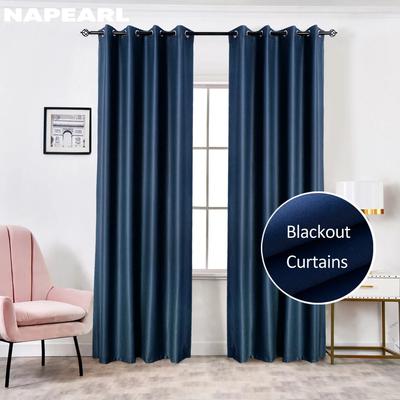 Modern Blackout Curtains For Living Room Bedroom Curtains For Window Treatment Drapes Blue Finished Blackout Curtains