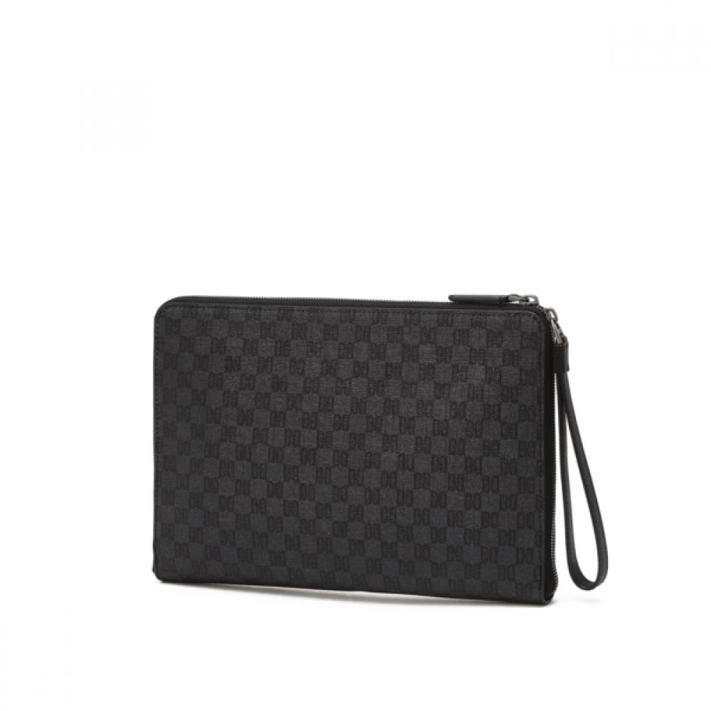 Daks Leather Clutch Bag Logo Pattern Black Dbba6f007bk