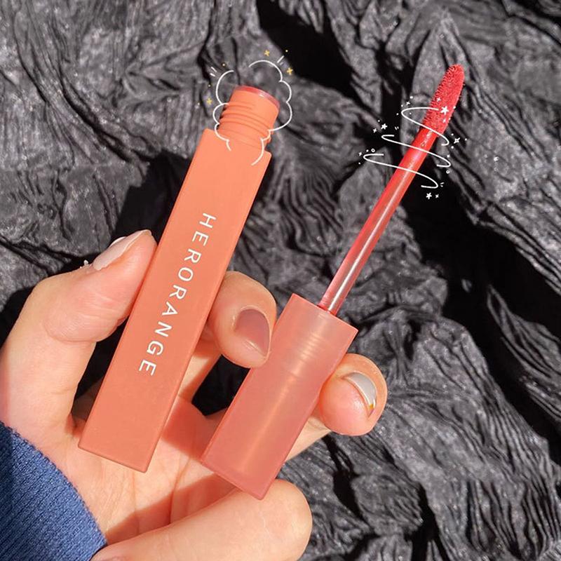 Herorange Velvet Matte Lip Gloss Glaze Waterproof Long-Lasting Liquid Lipsticks Tint Silky Texture Pigment Cosmetics