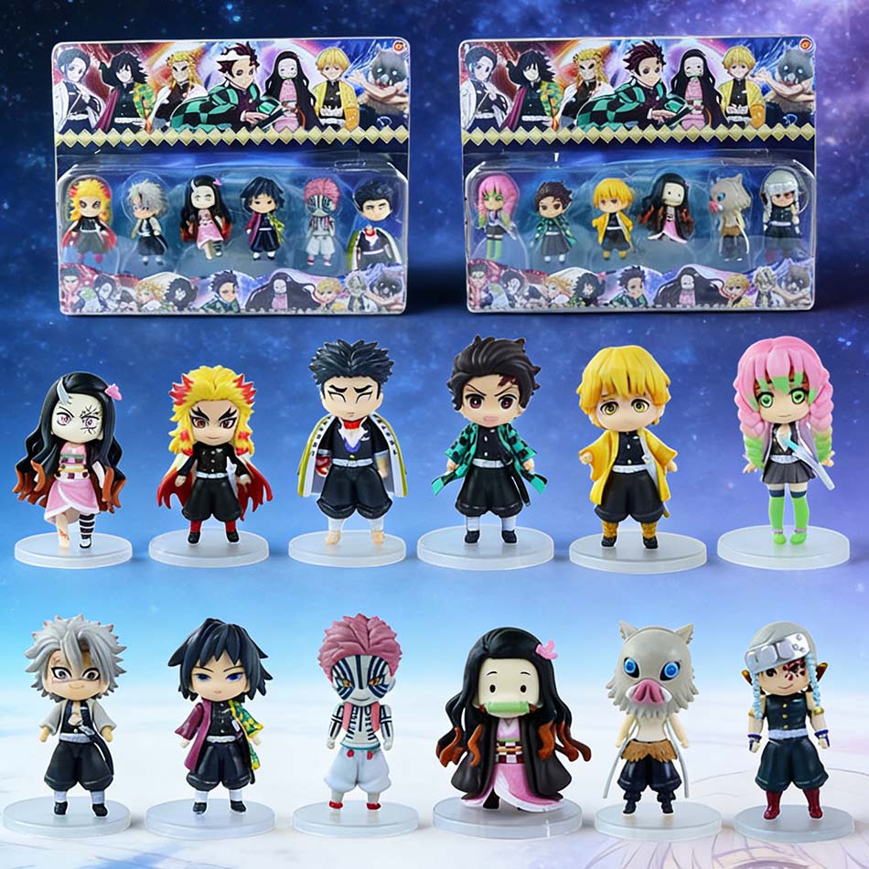 New Anime Demon Slayer Figure Nezuko Tanjirou Zenitsu Inosuke Kyoujurou Giyuu Kawaii Qposket PVC Model Toys children Gift
