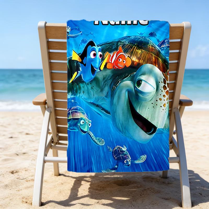 1pc Nemo2 Beach Towel with Custom Name, Beach/Swimming/Bath/Picnic/Camping Towel, Suitable for Seaside Beaches