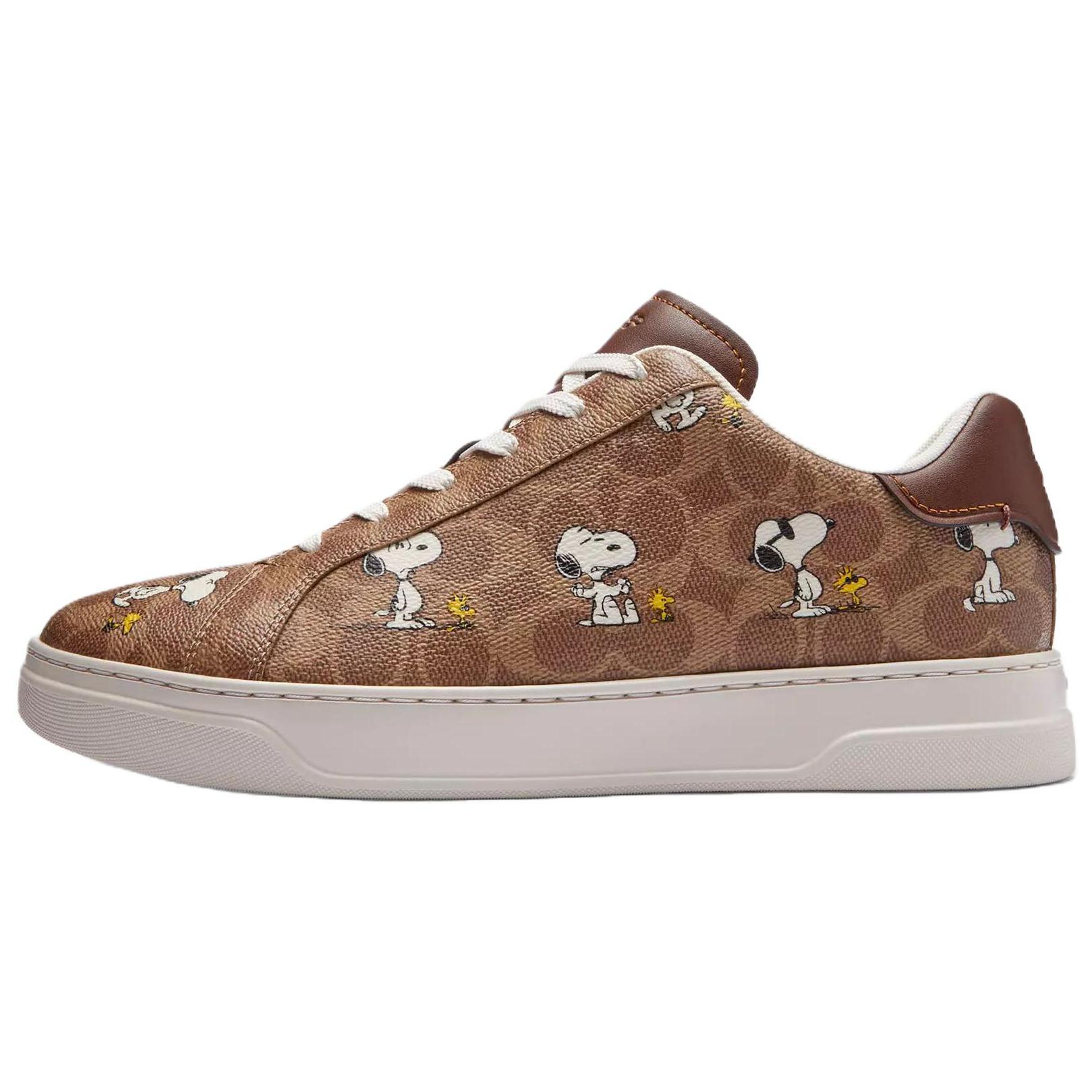 

Coach Peanuts X Leather Snoopy Print Low Top Lace Up Sneakers Men Sneakers Brown CBZ76-TN2 42