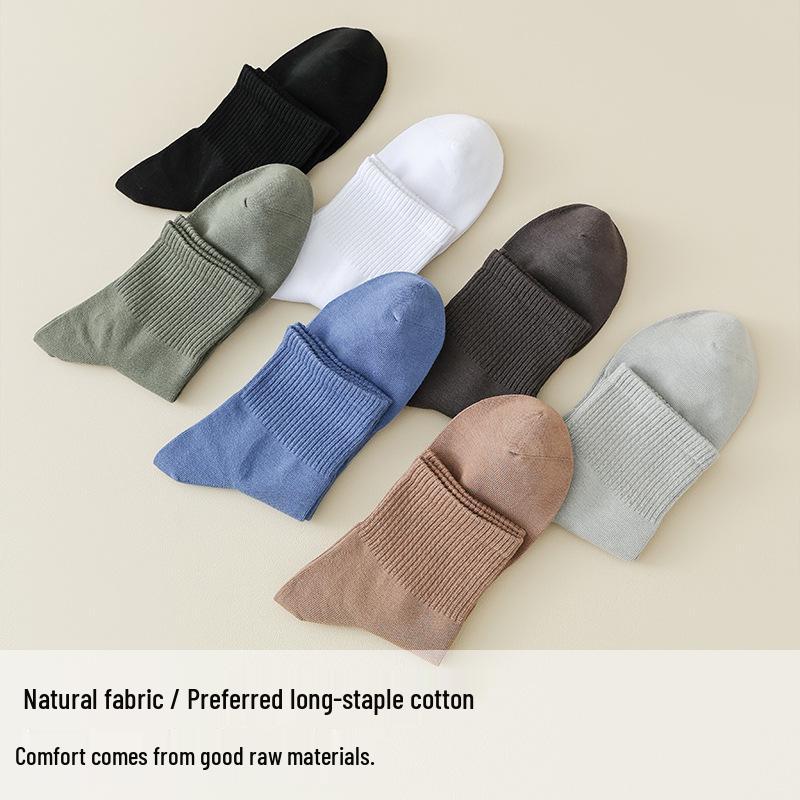 Men's Mid-Calf Pure Cotton Sport Socks - Deodorant, Anti-Slip, Casual Wear for Spring and Autumn