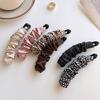 Fabric Banana Clip Korean Elegant Leopard Print Ponytail Holder Ponytail Clip Hair Claw Hairpin Sweet Bowknot Hair Clip Women