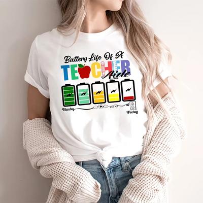 T-shirt d'été blanc pour femme, style enseignant, décontracté, imprimé graphique, manches courtes, vêtements assortis, cadeau pour enseignante