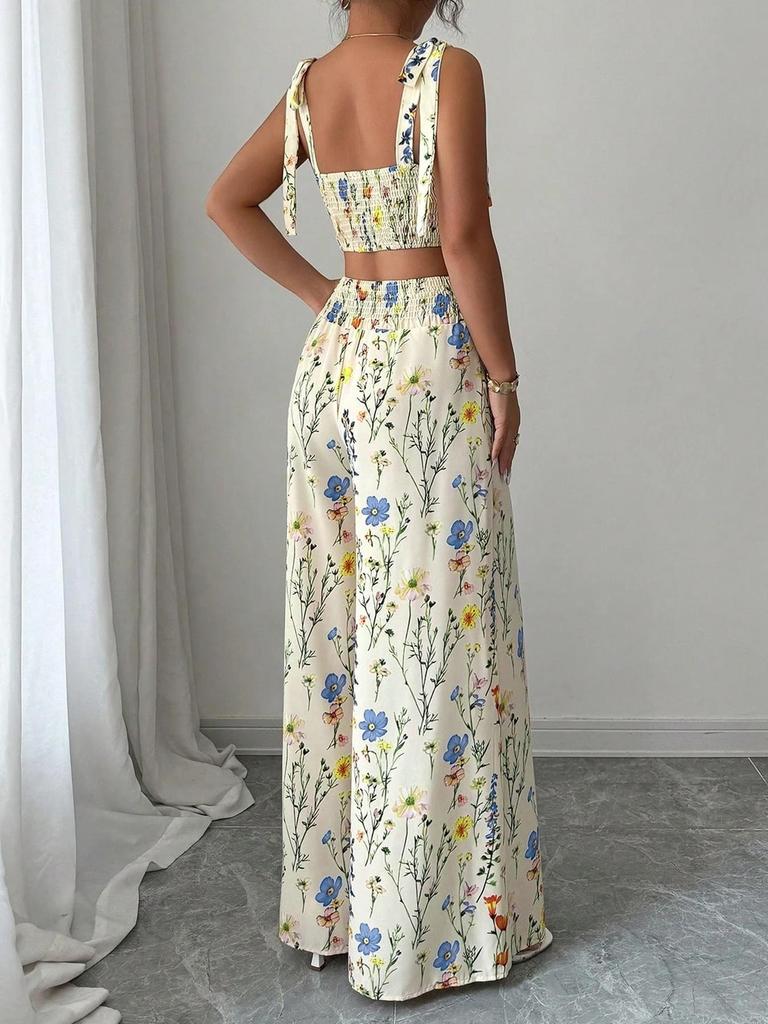 European Style Printed Women's Sling Top Set