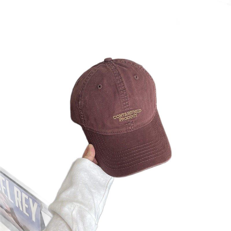Retro Washed Letter Embroidered Baseball Cap Unisex Face Cap Trendy Brand Versatile Sun Hat