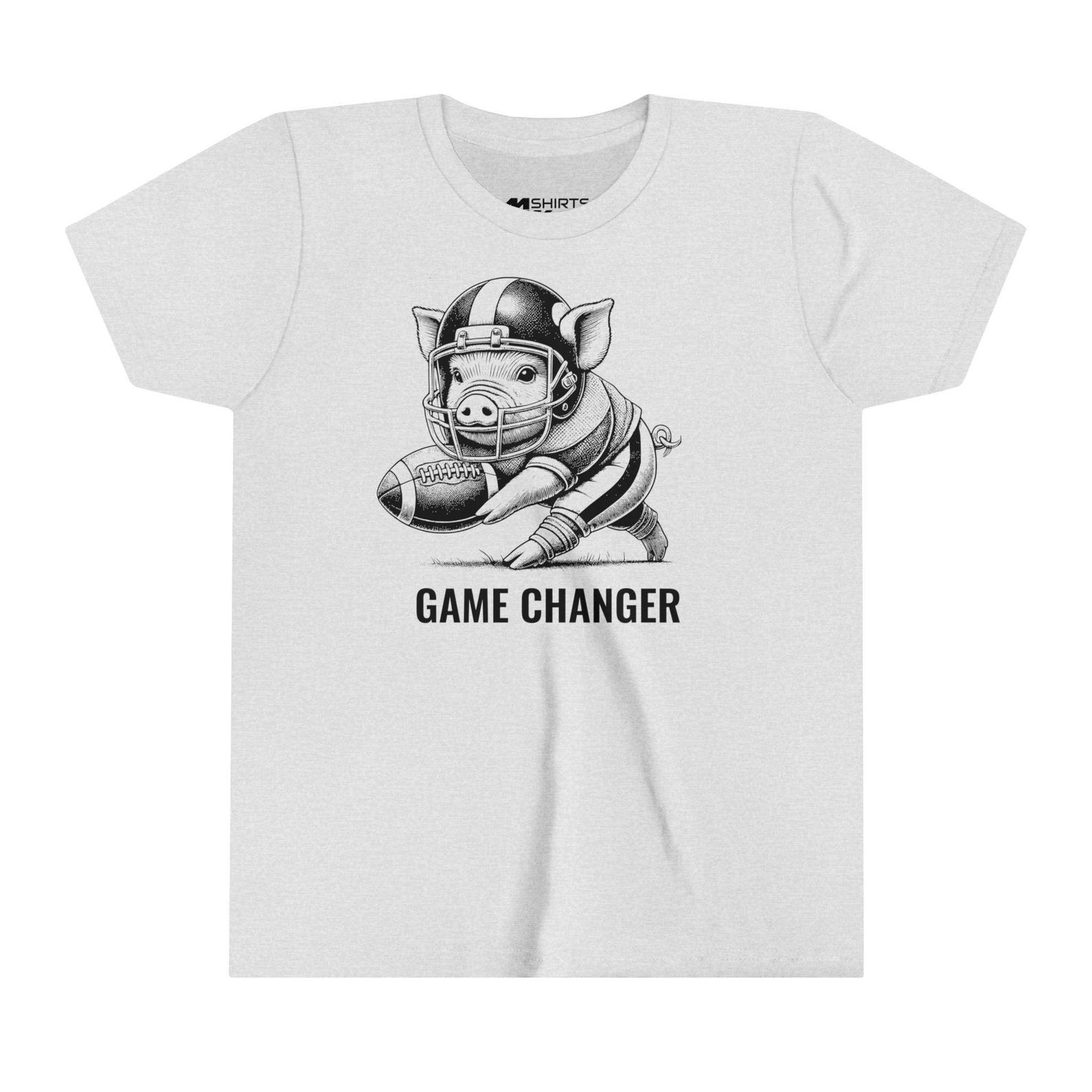 Game Changer/ Engraving-Style Football Mini Pig Kids T-Shirt/ Youth Short Sleeve Tee XL