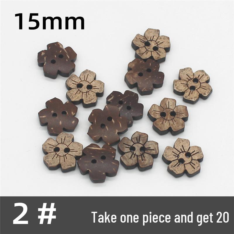 Natural Retro Coconut Shell Round Buttons for Children's Clothing