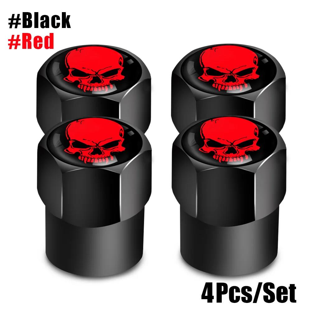 4Pcs/Set Skull Tire Valve Stem Cap Corrosion Resistant Dust Proof Cover Universal Fit for Car Bicycle Truck Motorcycle Stem Caps1