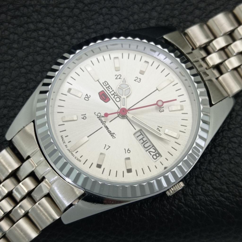 VINTAGE SEIKO 5 AUTOMATIC 6309A REFURBISHED JAPAN MENS SILVER WATCH A442837-1