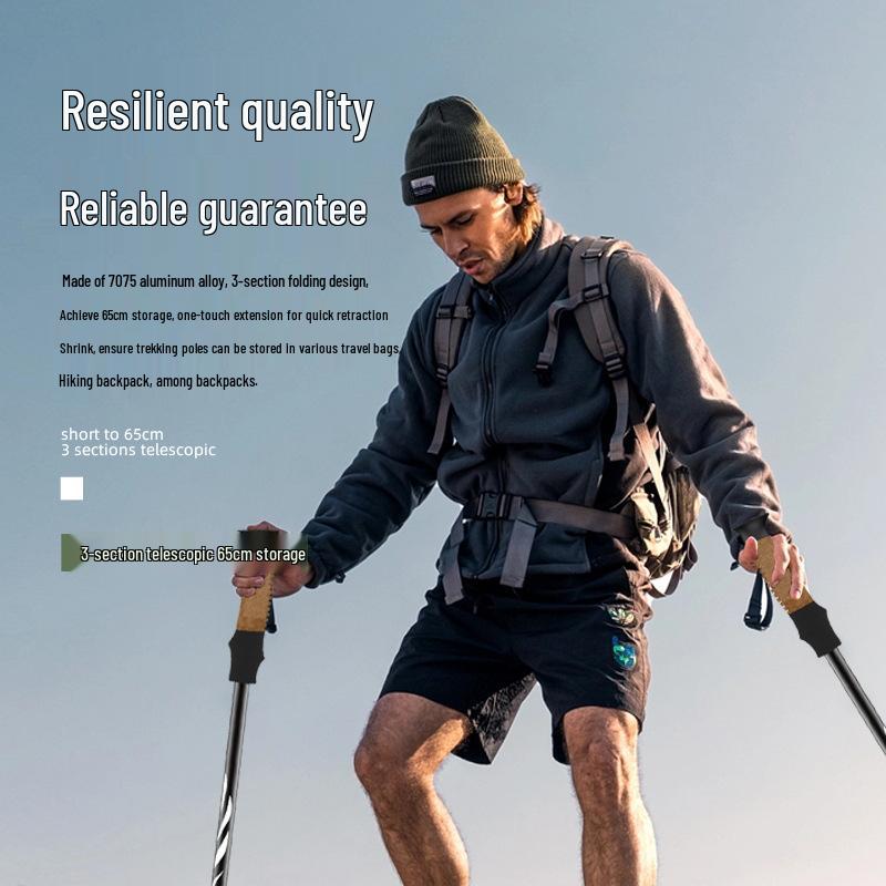 Ultra-Light 7075 Aluminum Trekking Poles: Foldable, Anti-Slip, and Perfect for Hiking