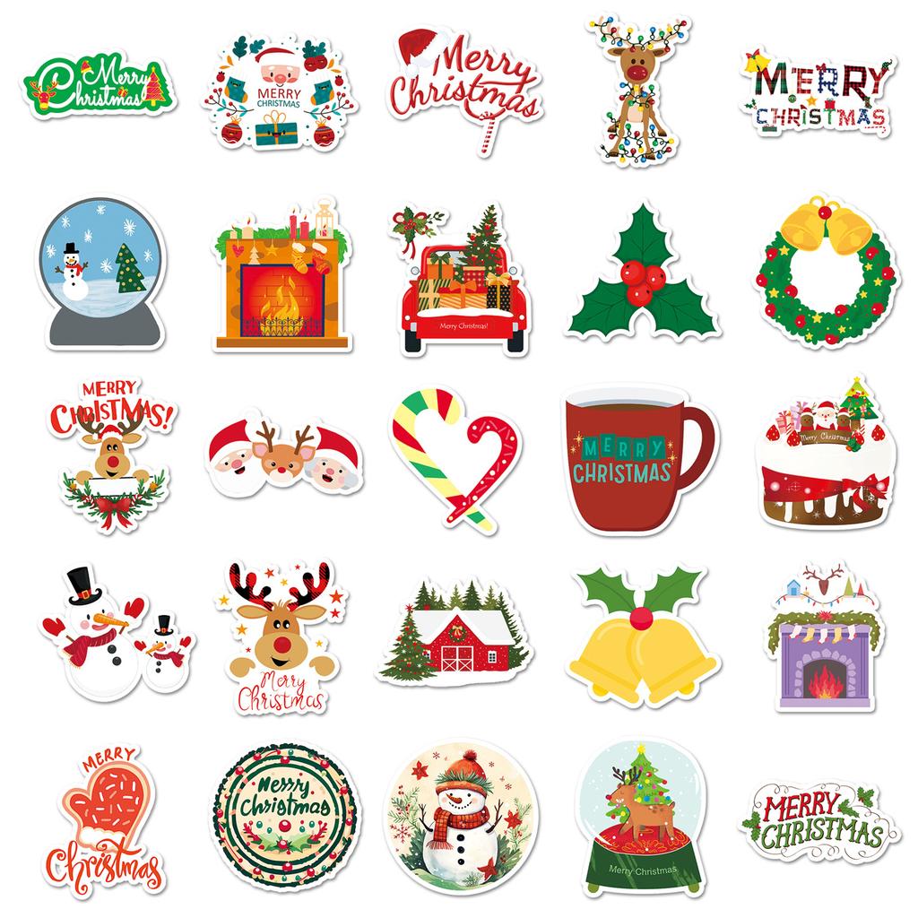 100 Christmas Cartoon Stickers, Christmas WaterproofDecoration, Guka Material, And Epoxy Resin Planner Stickers