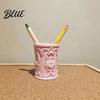 Retro Stationery Storage 3D Printed Relief Pen Holder European Desktop Organizer for Artistic Desk Students Pencils And Makeup Brushes Decorative