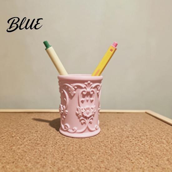 Retro Stationery Storage 3D Printed Relief Pen Holder European Desktop Organizer for Artistic Desk Students Pencils And Makeup Brushes Decorative