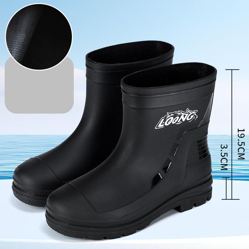 Fashion New Casual Men's Outdoor Rain Boots Men Middle Tube Hiking Fishing Water Shoes Anti-slip Chef Work Ankle Boot Waterproof Shoes