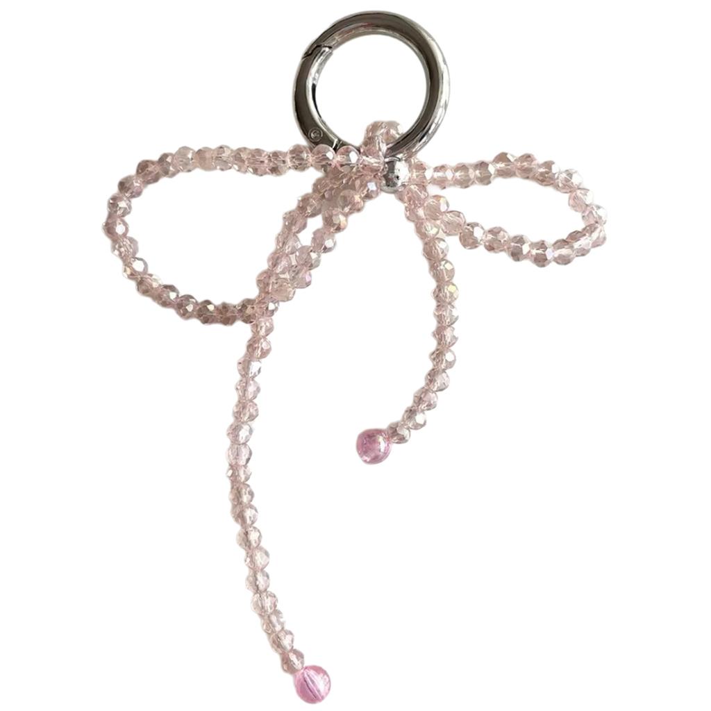 Delicate Keychain with Beaded Bowknot Phone Charm Unique Keyring Cute Pendant for Car Bag Wallet Backpack