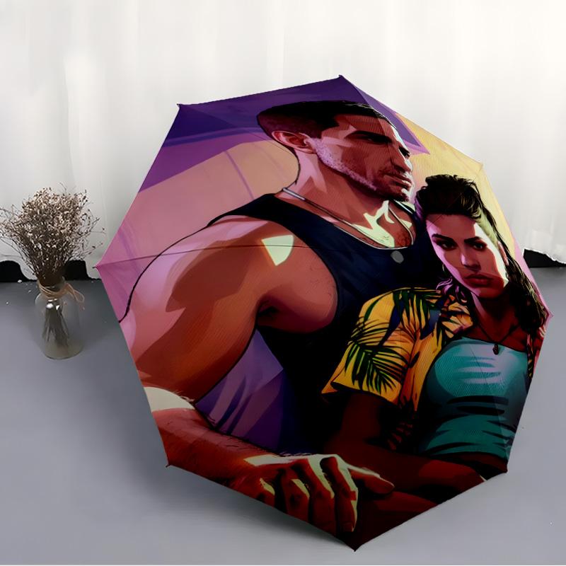 1pc GTA Umbrella, Sun Protection, And UV Shielding. It Has Eight Sturdy Ribs for Outdoor Use And Perfect As a Holiday Gift