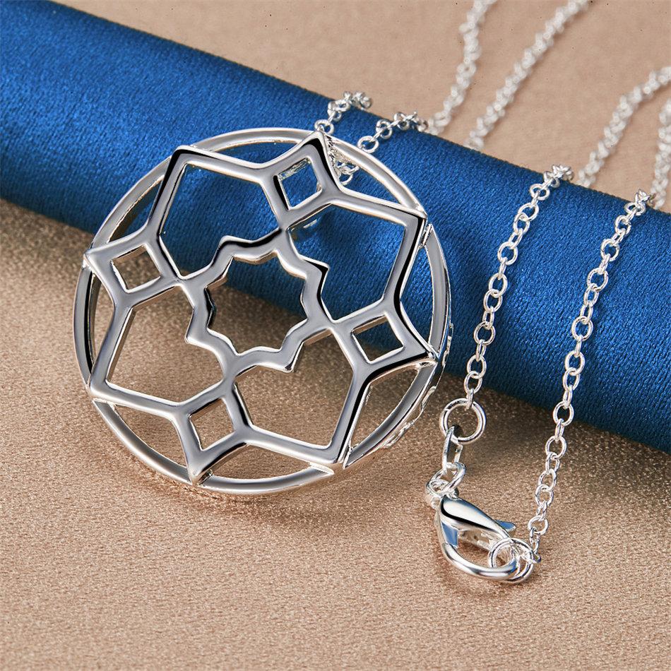 925 Sterling Silver 16-30 Inch Women's Exquisite Flower Pendant Necklace Accessories Wedding Gift Fashion Jewelry