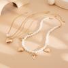 Holiday Travel Starfish Pendant Necklace Alloy Beads Shell Necklace Layered Choker Chain  for Women
