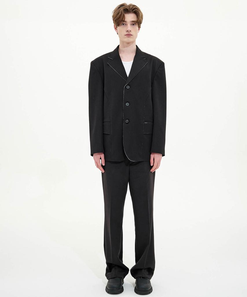 Trip Le Sens Cut-Out Oversized Single Blazer_Pure Grey