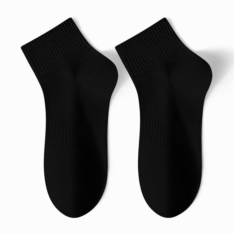 Male Spring and Summer Solid Color Vertical Bar Movement Antibacterial Breathable Non Slip Short Tube Cotton Socks