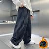 Boy S Winter Casual Fleece Plaid Curved Cut Pants