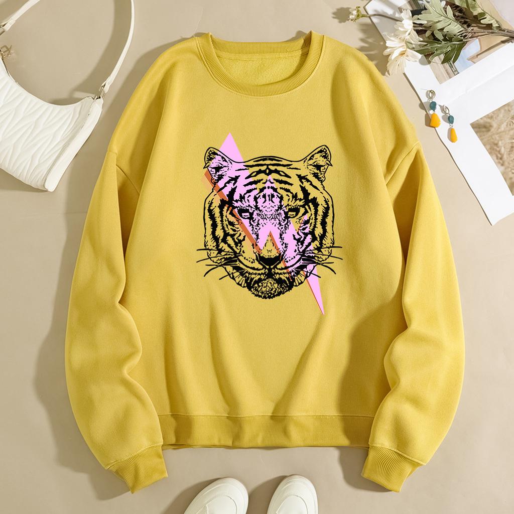 Fashion Printing Loose Long Sleeves Simple Round Neck Casual Tops Women’s