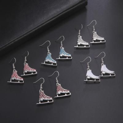 European & American Sport Series Ear Hook Skates with Oil Drop Alloy Pendant Earrings for Women