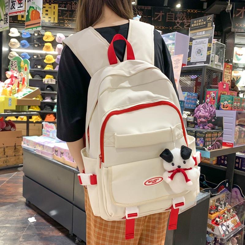 College style ins front pocket student schoolbag Japanese and Korean leisure sports style large-capacity backpack