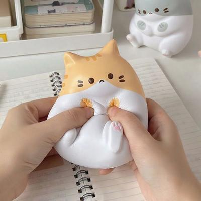 Stress Relief Cartoon Cat Toy Soft Stretchy Fat Kitten Squeeze Toy Relaxation Anxiety Reduction Animal Sensory Toy Party Favors