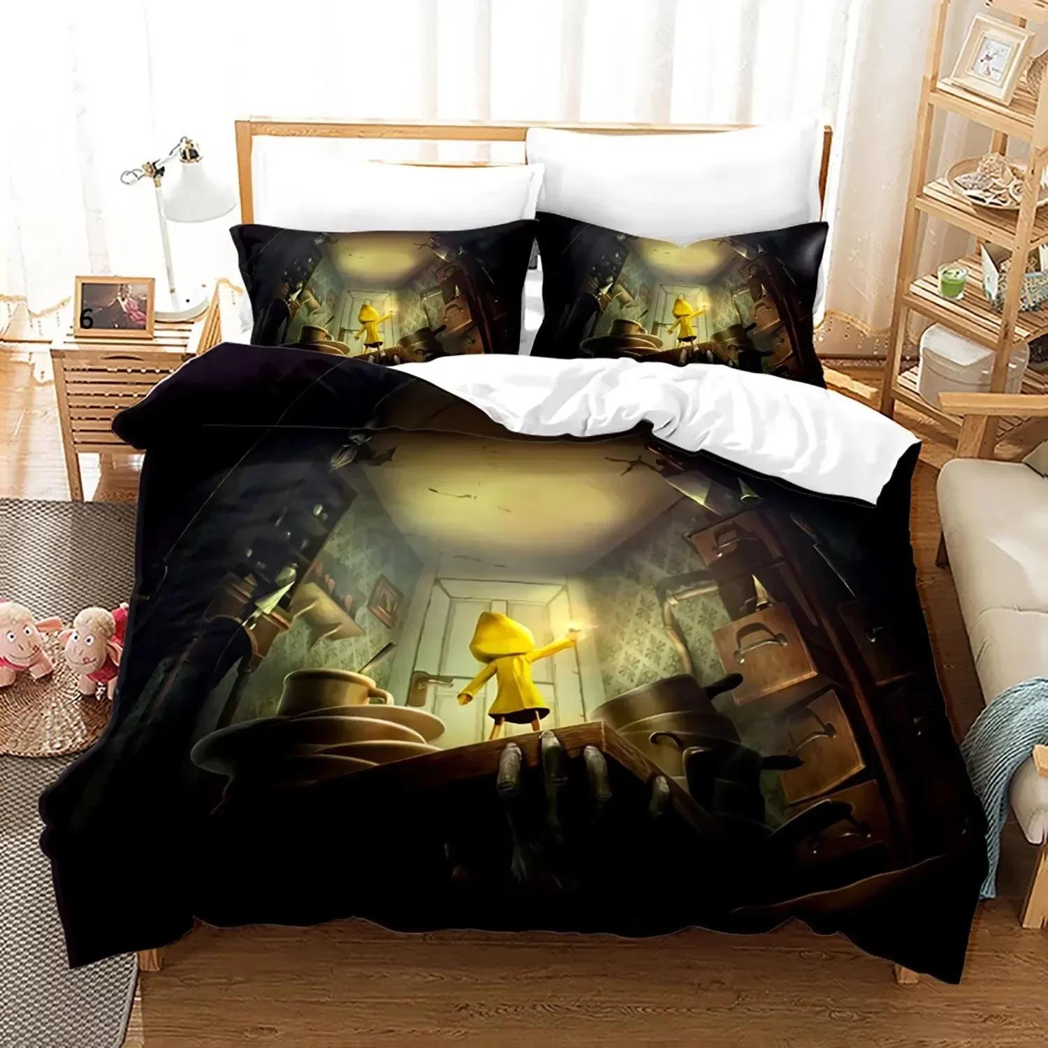 

3D Игра Little Nightmares Постельное белье Комплект односпальных двуспальных кроватных принадлежностей Queen King Size Постельное белье Little Nightmares для взрослых и детей Спальня Пододеяльник 70x133cm 2pcs
